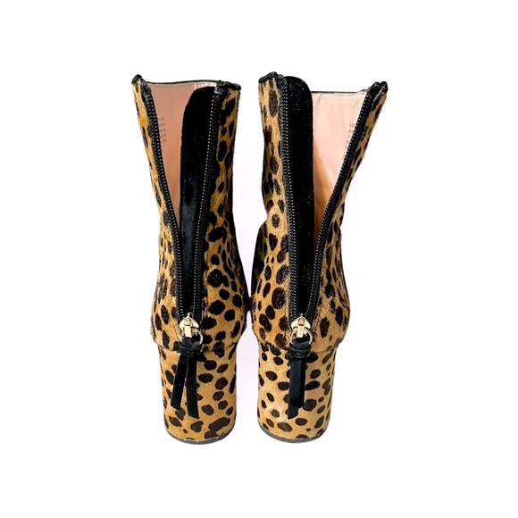J Crew Sadie Leopard Calfskin Leather Heeled Ankle Boots 7.5 - Picture 8 of 14